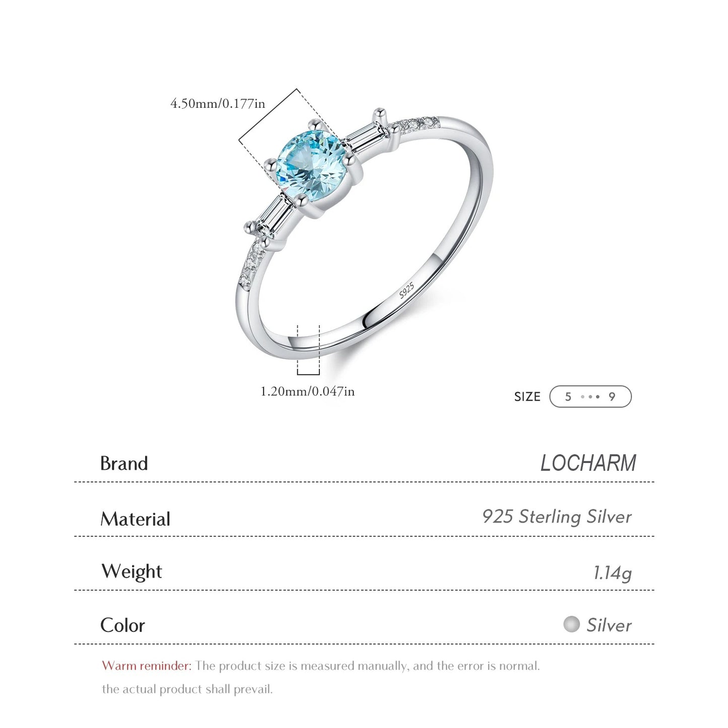 Light Blue CZ Classic Ring