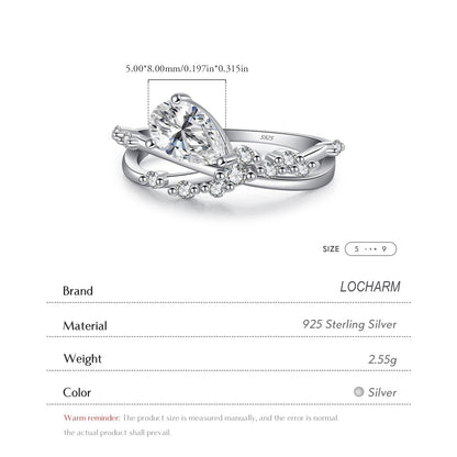 Sterling Silver Entangled Lines Water Drop CZ Ring