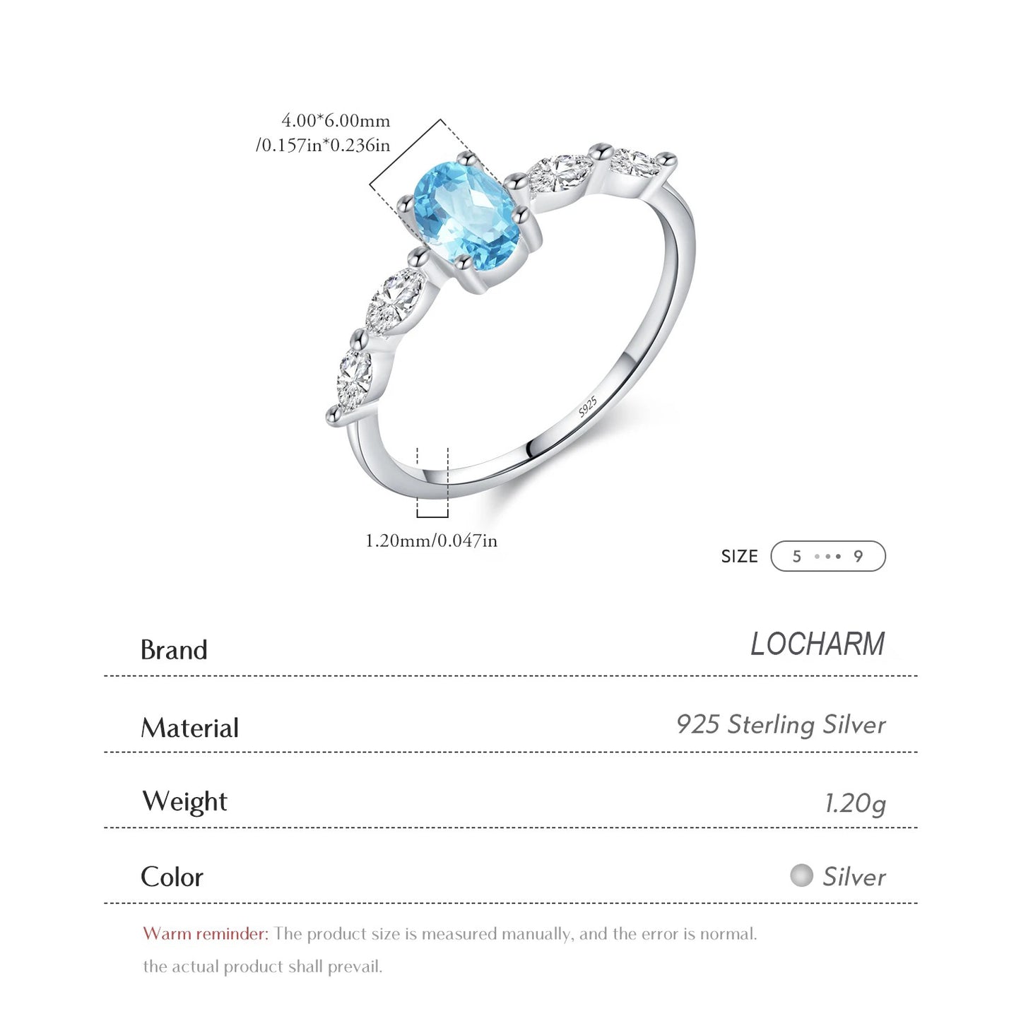 Sea Blue Oval CZ Party Ring