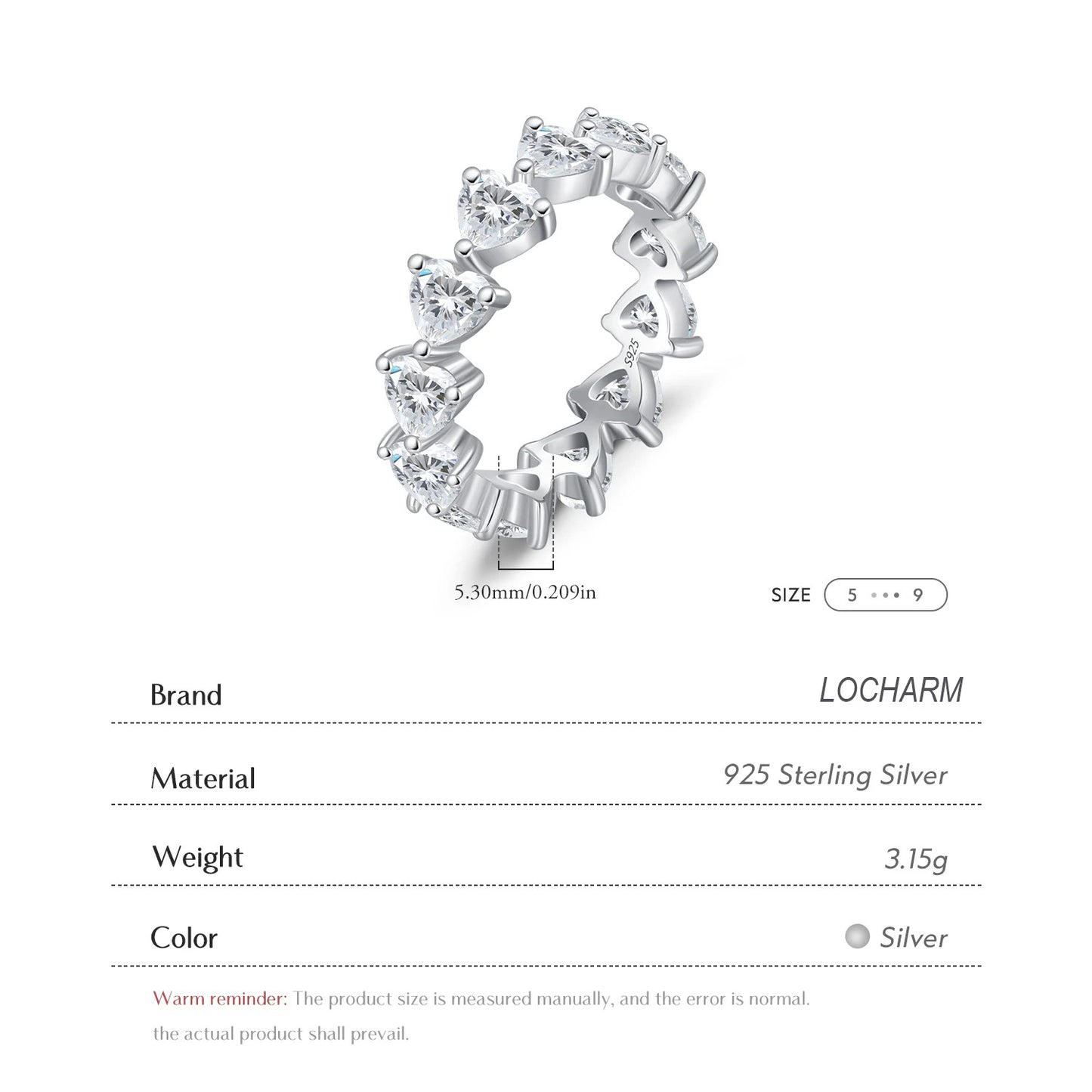 Romantic Heart CZ Eternity Band