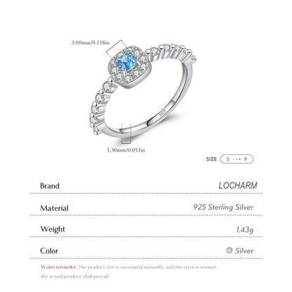 Square Blue Zirconia Silver Ring