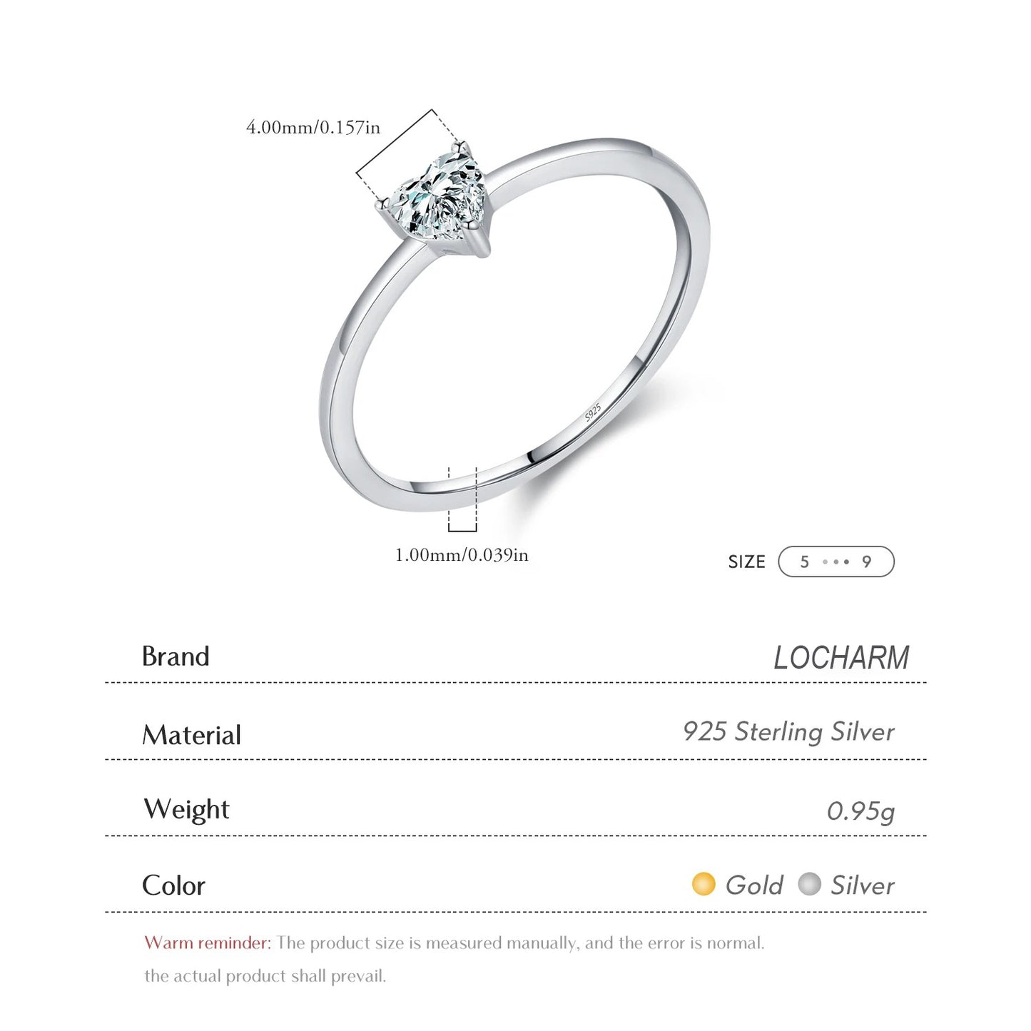 Heart Zirconia Silver Ring