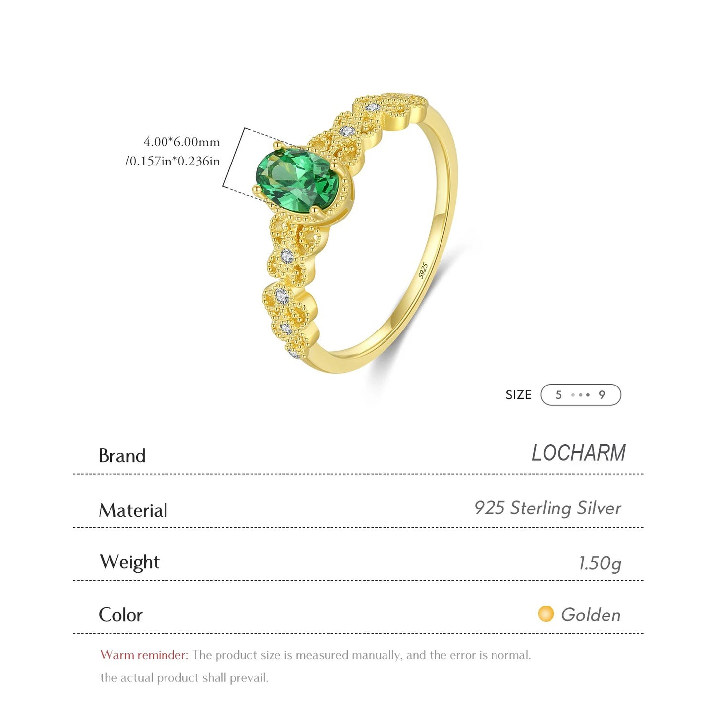 Vintage Green Oval CZ Lace Ring