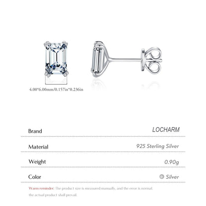 Emerald Cut CZ Stud Earrings