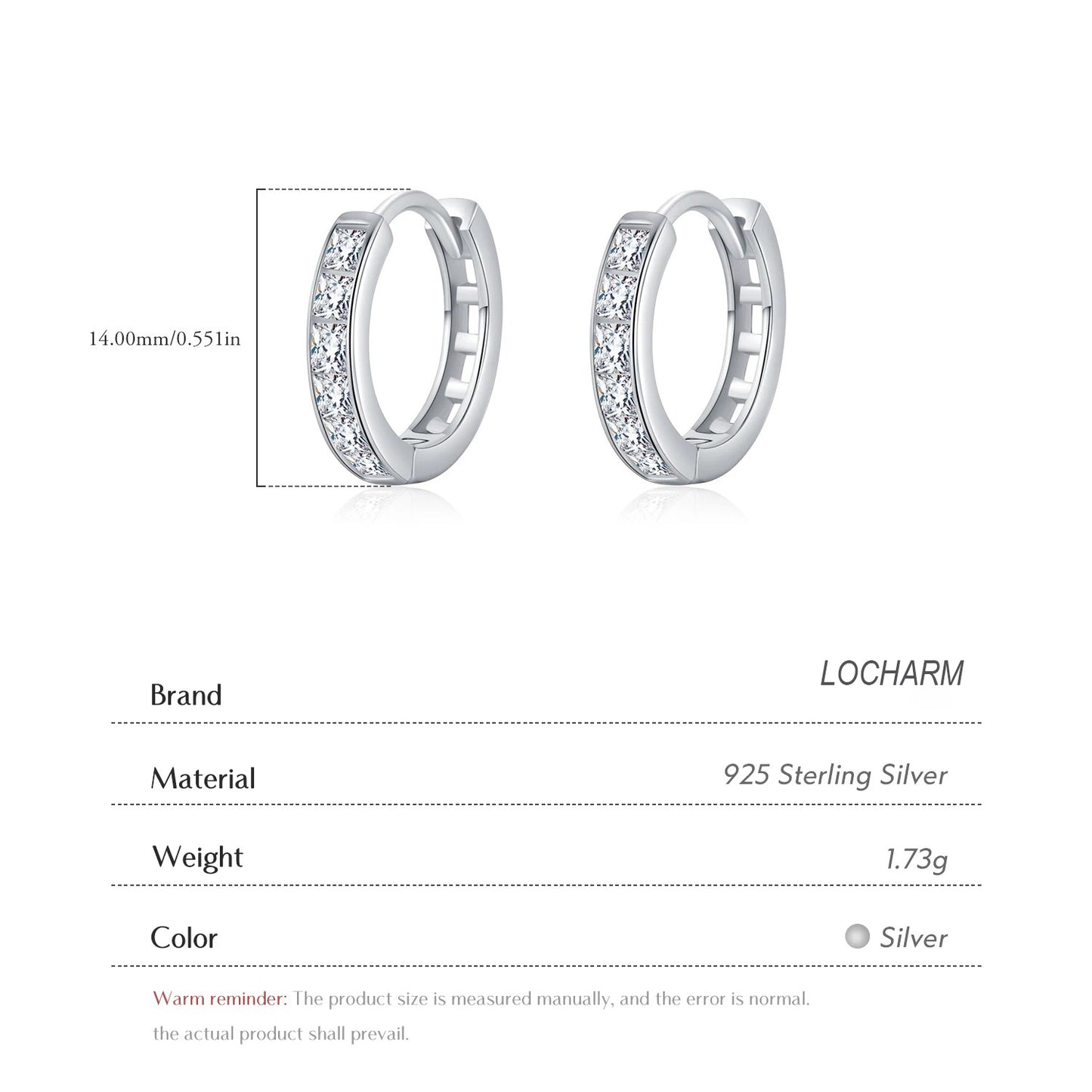 Sparkling Square CZ Hoop Earrings