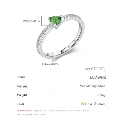 Triangle Green CZ Stackable Sterling Silver Ring