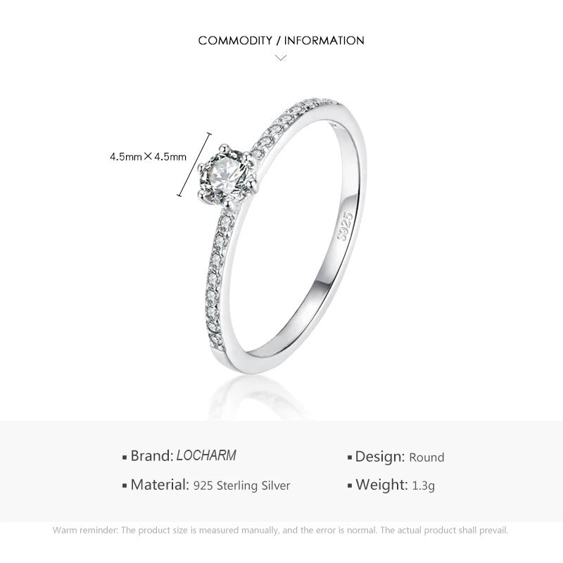 Sterling Silver Clear CZ Round Ring