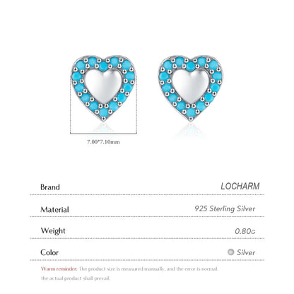 Sterling Silver Vintage Turquoise Heart Stud Earrings