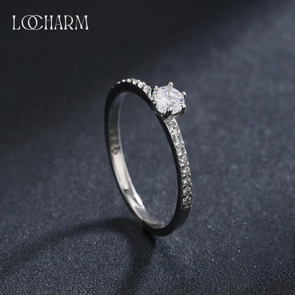 Sterling Silver Clear CZ Round Ring