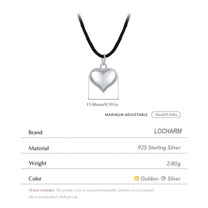 Sterling Silver Mirror Heart Long Pendant Necklace