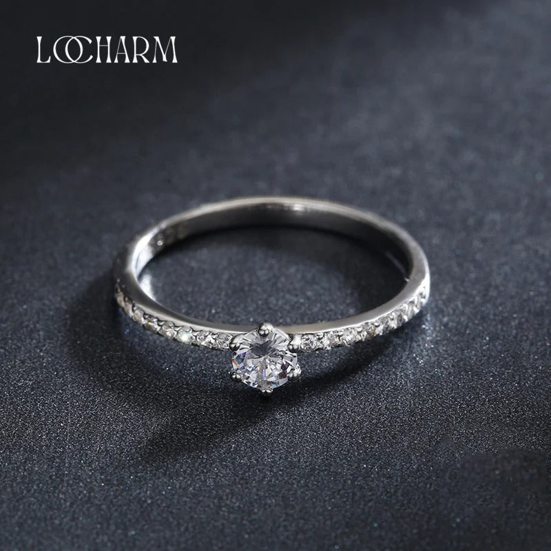 Sterling Silver Clear CZ Round Ring